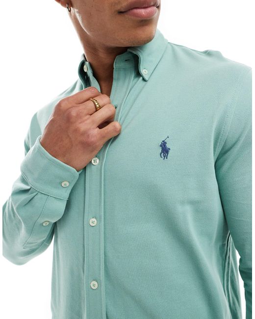 Polo Ralph Lauren Blue Icon Logo Pique Shirt for men