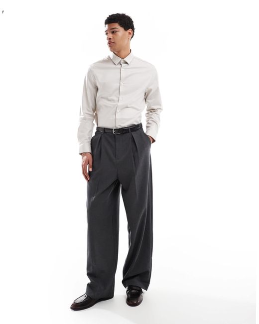 ASOS – elegantes, leicht zu bügelndes twill-hemd in White für Herren