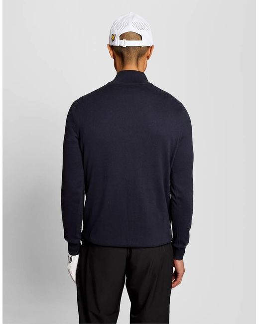 Lyle & Scott Blue Mid Knits Golf Quarter Zip Jumper for men