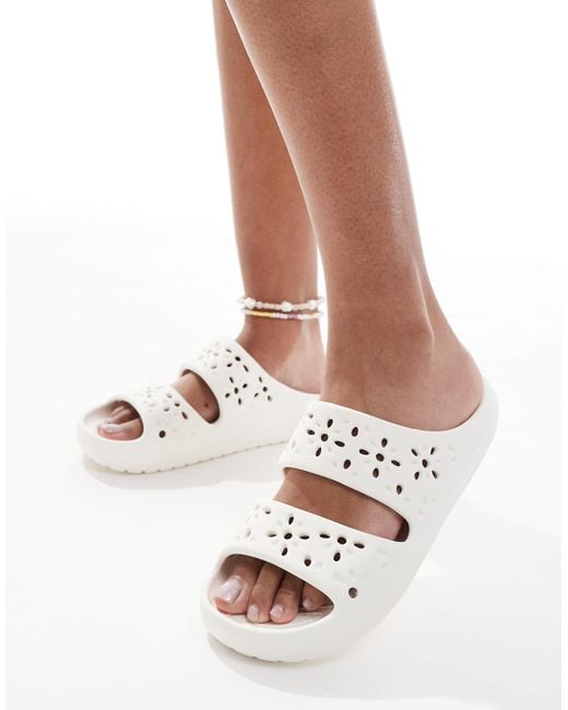 CROCSTM White Classic Floral Cut-out Sandals