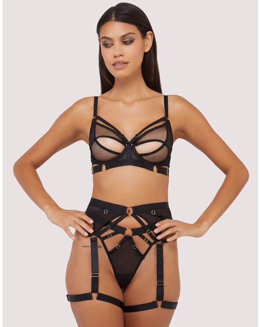 Wolf & Whistle Black Alexa Mesh Overlay Thick Strap Bra