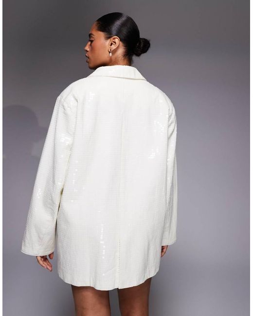 ASOS Gray Curve Oversized Sequin Blazer Dress