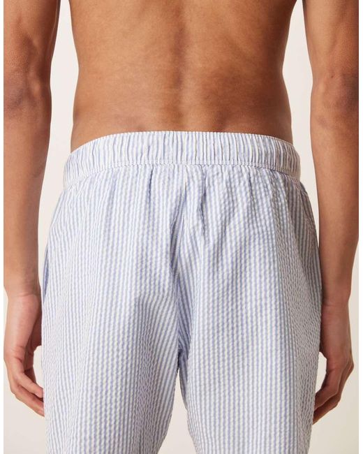 ASOS Blue Seersucker Swim Shorts for men