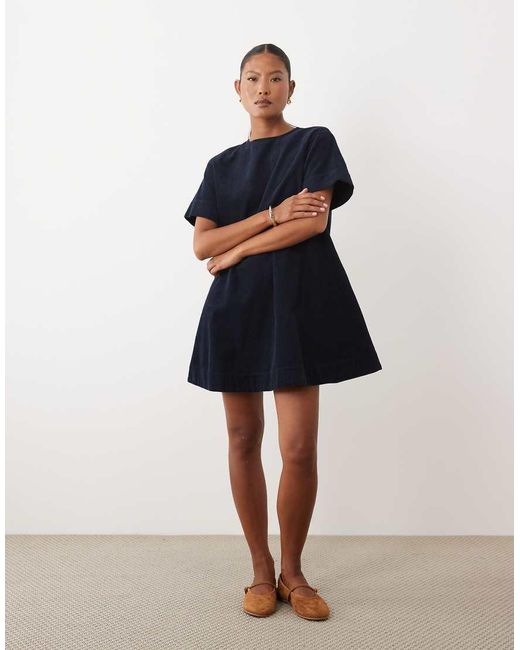 ASOS Blue Asos Design Petite Mini Cord T-Shirt Dress