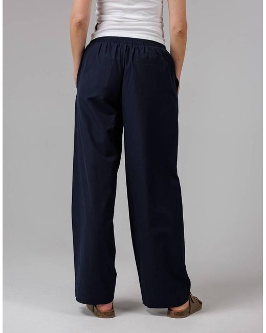 French Connection Blue Cotton Blend Elasticated Straight Leg Poplin Trousers