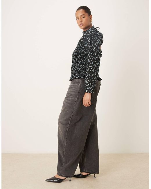 ASOS Black Asos Design Curve High Waisted Barrel Leg Jeans
