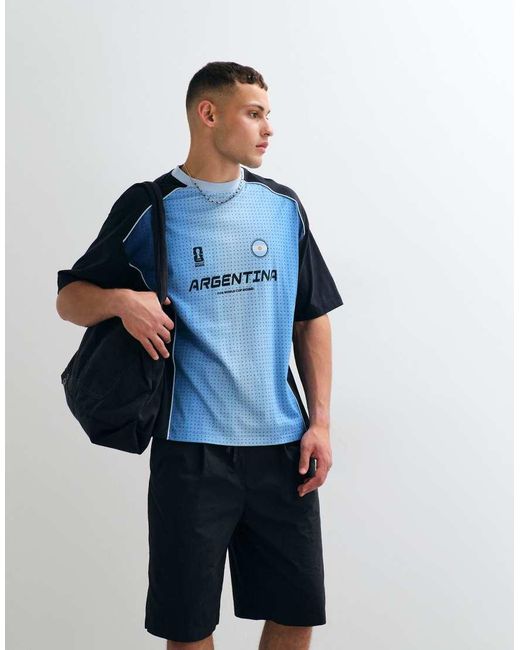 ASOS Blue Oversized Tee With Fifa World Cup Argentina Print for men