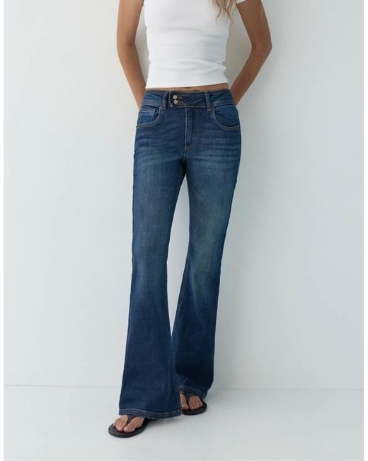 Pull&Bear Blue Low-Rise Bootcut Jeans