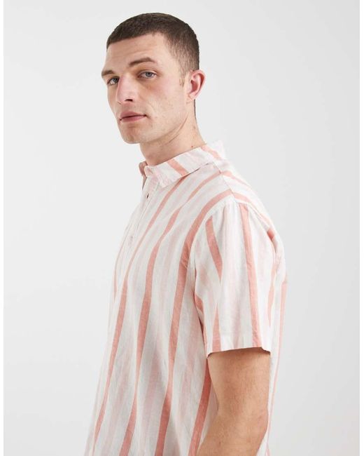 Blend White Cotton Linen Regular Fit Shirt for men
