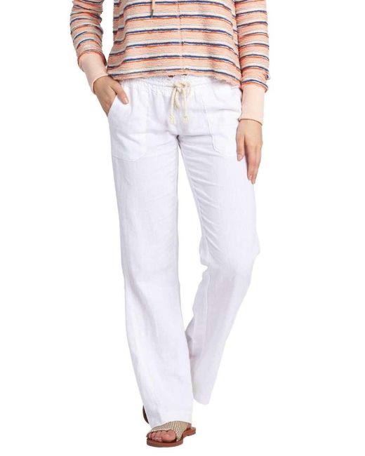 Roxy White Oceanside Flared Trousers