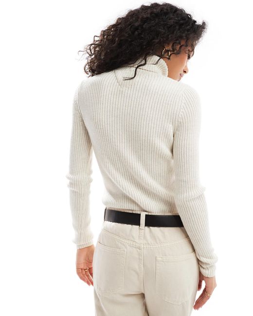 Tommy Hilfiger White – langärmliges rollkragen-strickoberteil