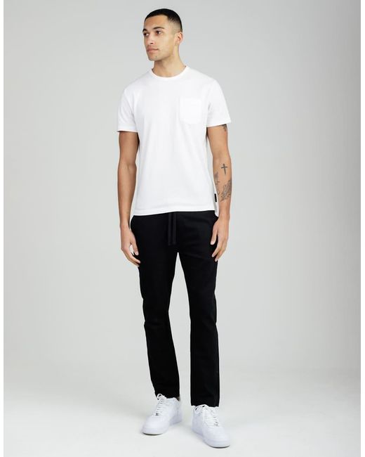 French Connection Blue Cotton-Linen Blend Drawstring Cuffed Trousers for men