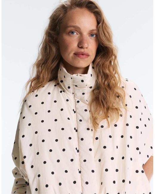 Oysho Natural Waterrepellent Fellex® Aerogel Polka Dot Padded Jacket