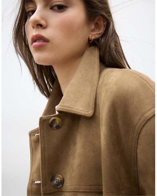 Stradivarius Brown Faux Suede Jacket