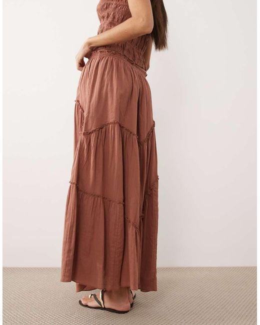 Iisla & Bird Brown Maxi Ruffle Skirt
