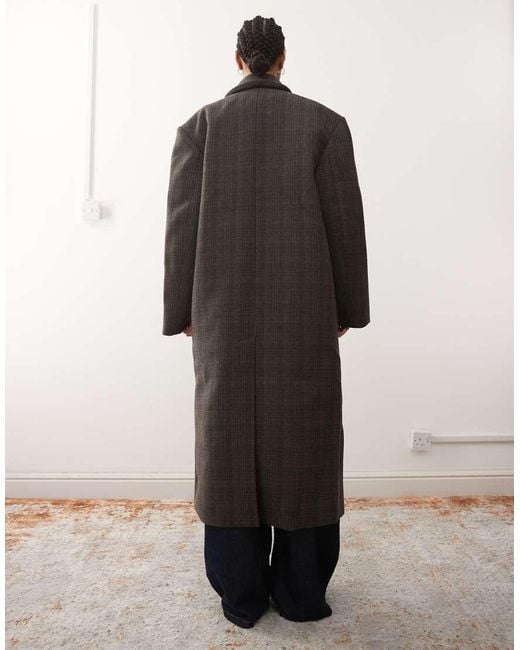 Weekday Brown Wool Blend Oversized Coat With exaggerated Shoulders