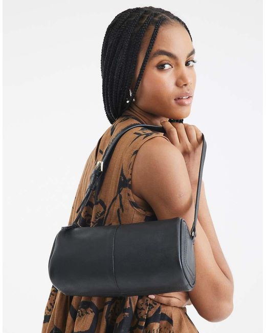River Island Black Leather Shoulder Bag