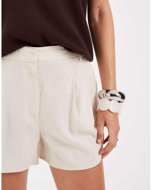 ASOS White Tailored Linen Look Runner Shorts