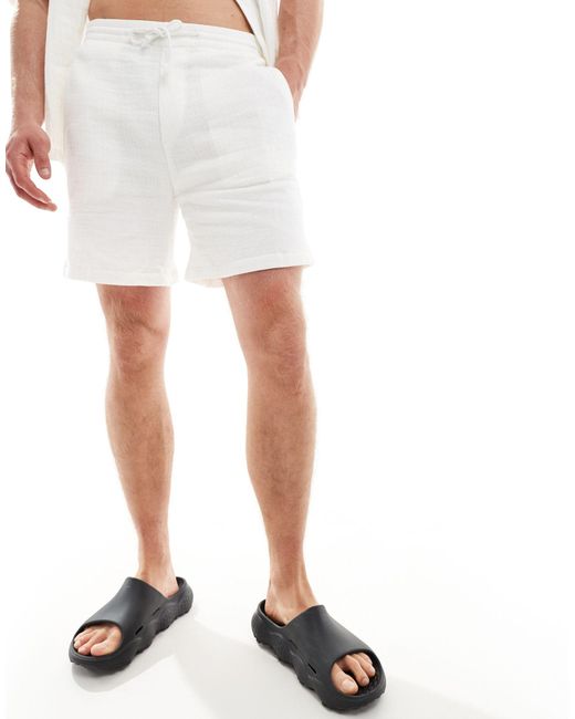 Pull&Bear – strukturierte shorts in White für Herren