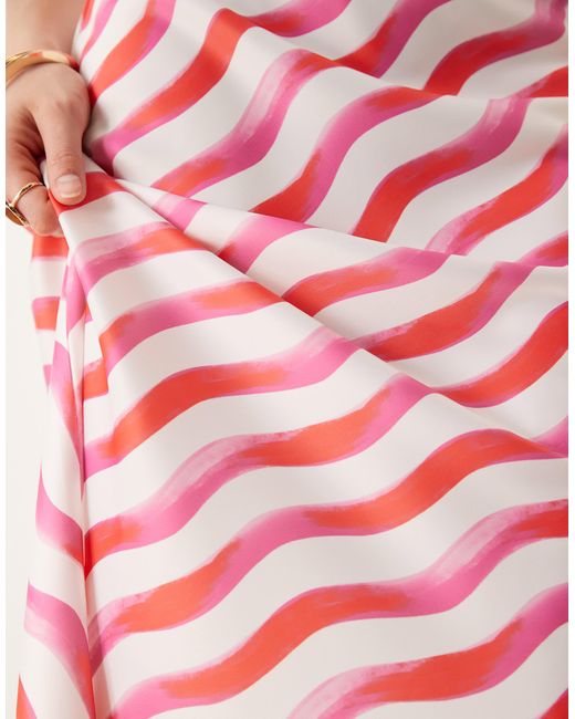 Y.A.S Pink Diagonal Stripe Midi Skirt