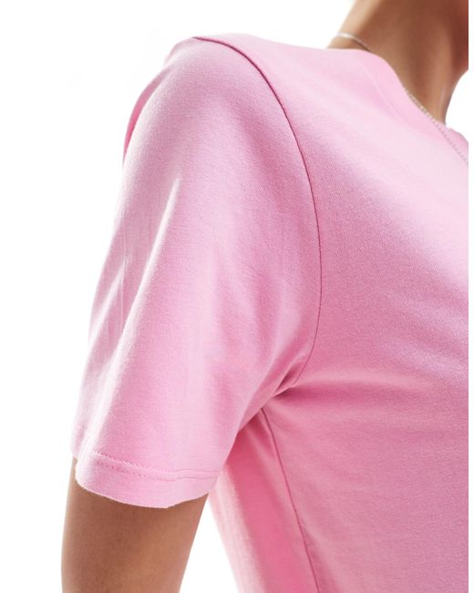 Monki Pink – kurzärmliges t-shirt