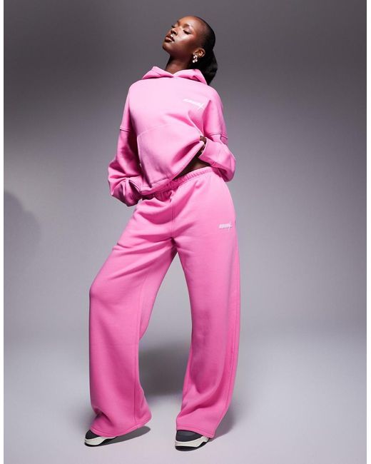 Joggers Rosas De Pernera Ancha Con Logo De (Parte De Un Conjunto) Kaiia de color Pink