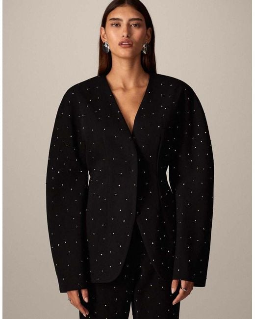 ARRANGE Black Hot Fix Tailored Ovoid Sleeve Blazer Co-ord