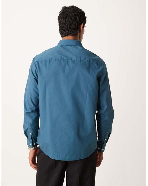 ASOS Blue Regular Poplin Shirt for men
