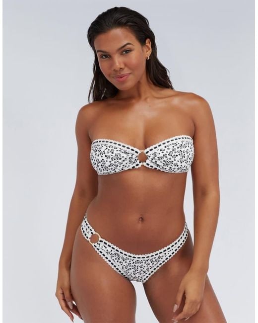 Boux Avenue Blue Samoa Bandeau Bikini Top Summer Removable Pads Swimwear