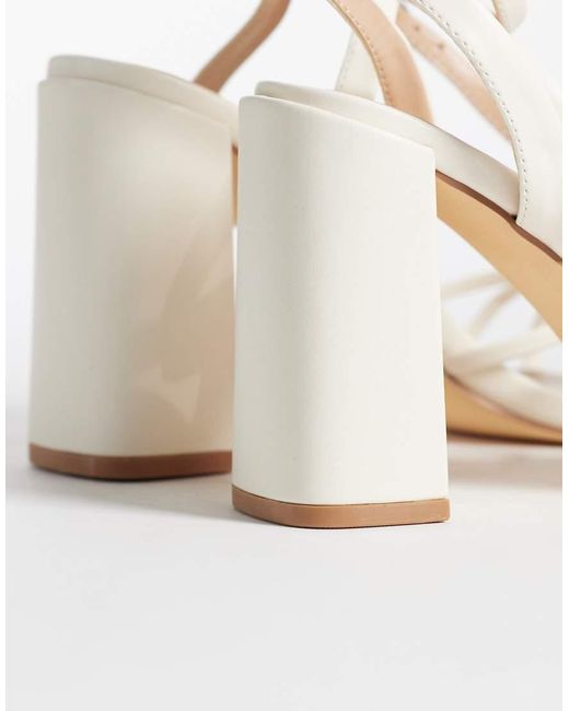 SEQWL White Strappy Barely There Block Heeled Sandals