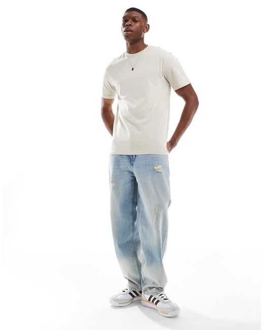 Only & Sons White Slim Fit T-shirt for men