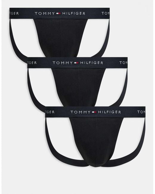 Tommy Hilfiger – signature cotton essentials – 3er-pack basic-jockstraps aus baumwolle in Black für Herren