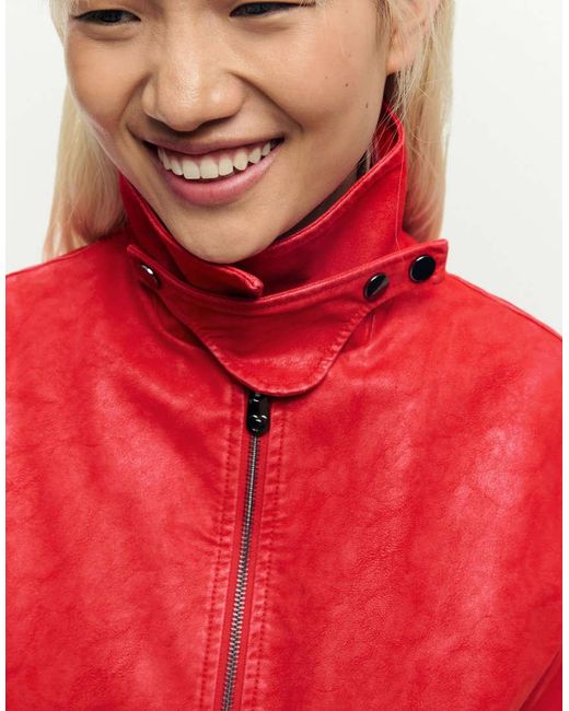 Desigual Red Faux Leather Jacket