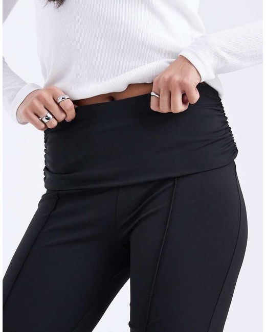 ASOS Gray Sculpting Fold Over Waist Flare Trouser