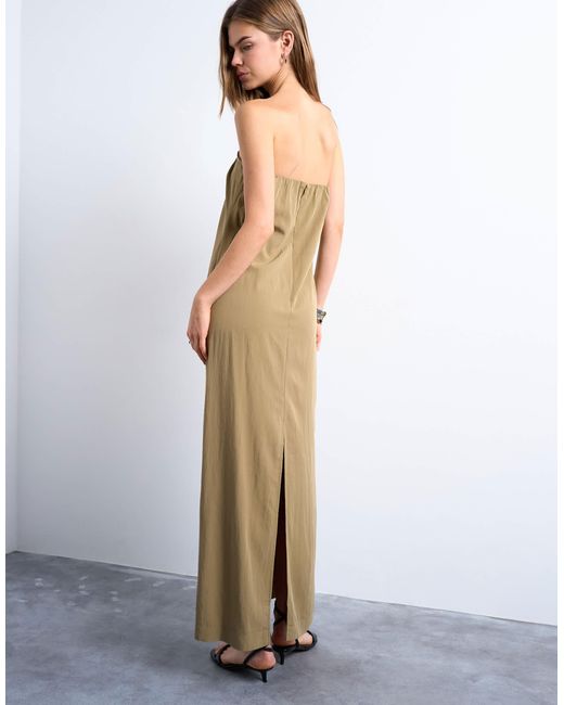 TOPSHOP White – trägerloses midikleid aus popeline