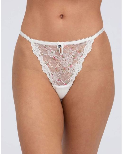 Boux Avenue Natural Delphine Lace Thong G-String Knickers With Tanga Sides