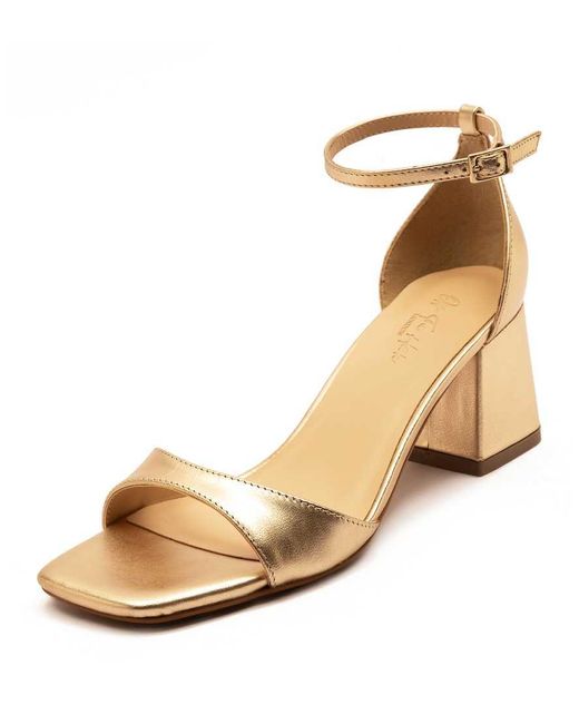 OFF THE HOOK Natural 'Knightsbridge' Low Block Heeled Leather Sandals