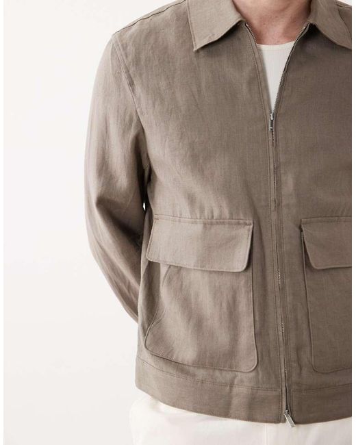 Mango Natural Essentials 100% Linen Double Zip Jacket for men