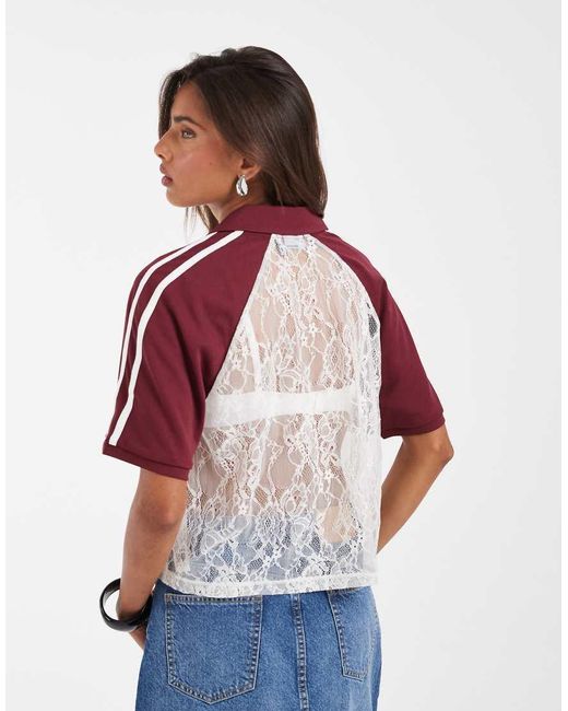 ASOS Red Boxy Cropped Lace Football Shirt