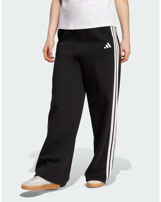 Adidas Originals Black Adidas 3-Stripes Fleece Wide Pant