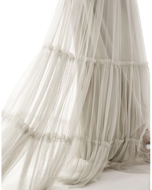 Beauut White Tulle Tiered Maxi Skirt Co-ord