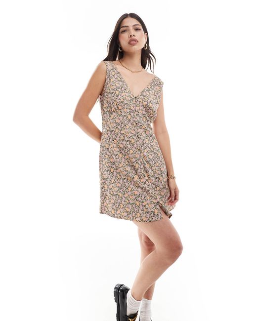 Brave Soul White V Neck Button Down Floral Printed Mini Dress