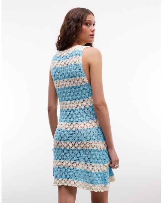 Reclaimed Vintage Blue Crochet Mini Dress