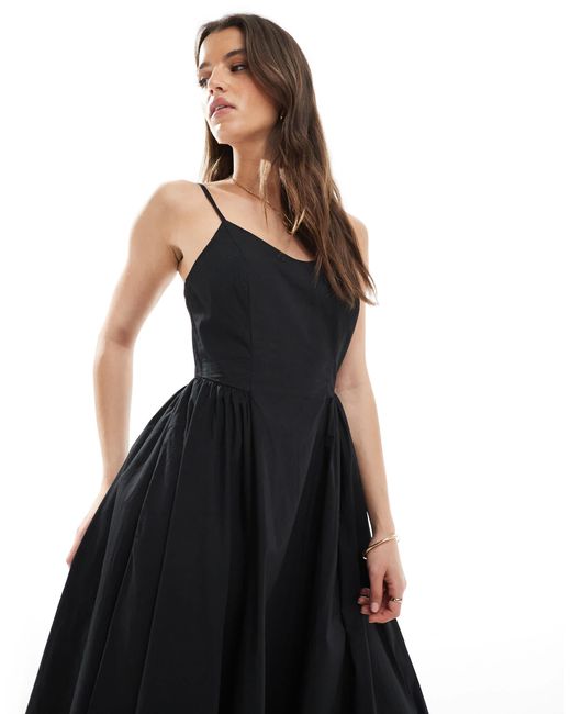 Threadbare Black – midikleid aus baumwolle