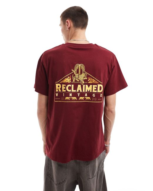 T-shirt oversize avec imprimé logo et léopards au dos - bordeaux Reclaimed (vintage) pour homme en coloris Red