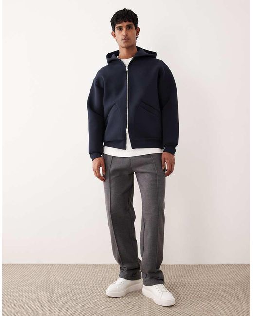 ARKET Blue Cotton Blend Zip Up Hoodie for men