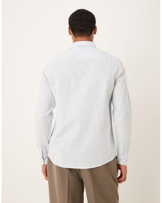 ASOS White Formal Linen Blend Regular Shirt for men