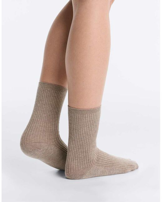 Oysho White 5 Pairs Of Cotton Blend Classic Socks