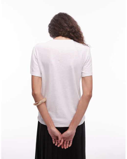 ARKET White Linen Blend Relaxed Top With Seamed Long Sleeves