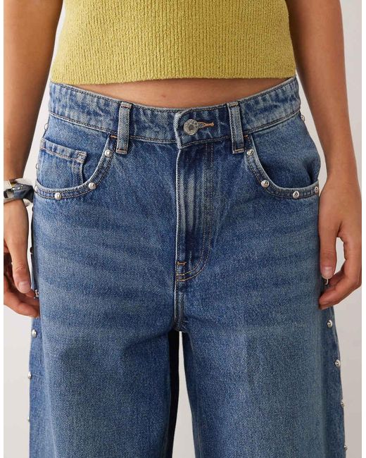 Mango Blue Straight Jean With Side Studs